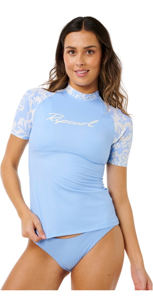 2026 Rip Curl Womens Pacific Coast UPF Short Sleeve Rash Vest 1A3WRV - Sky Blue